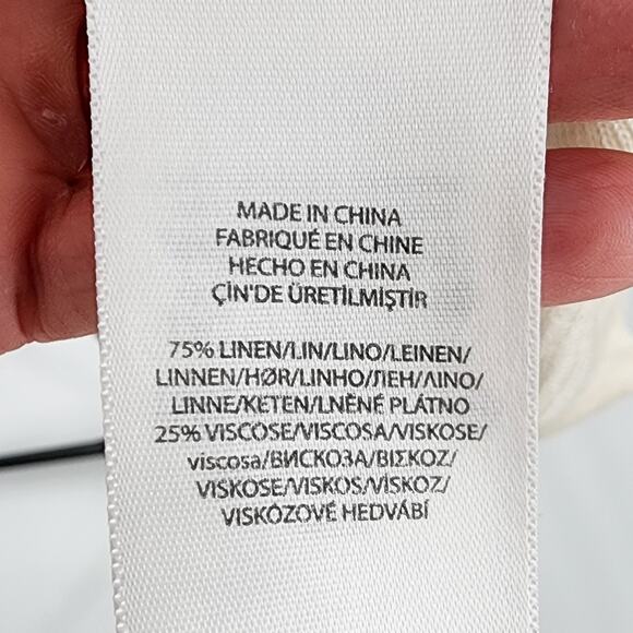 Polo Ralph Lauren Open Front Cardigan Drape Loose Knit Linen Medium Cream - Picture 11 of 12